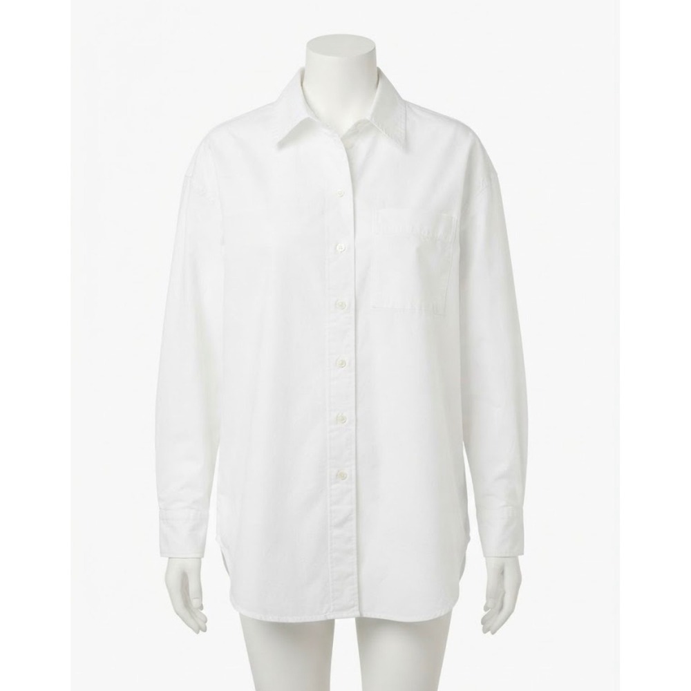 Madewell Oversized Button Down Shirt White Cotton Poplin XS Long Sleeve Pocket